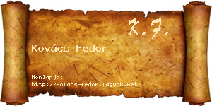 Kovács Fedor névjegykártya